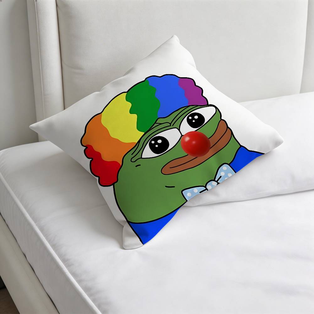 Meme Fuuny Frog PPepe Square Pillow Cover Decorative Throw Pillow Case for Sofa Couch Bed Home Car Living Room Decoration