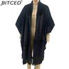 BITCED Autumn and Winter Women's Imitation Mink Velvet Cape Tassel Shawl Solid Colour Thickened Warm Bat