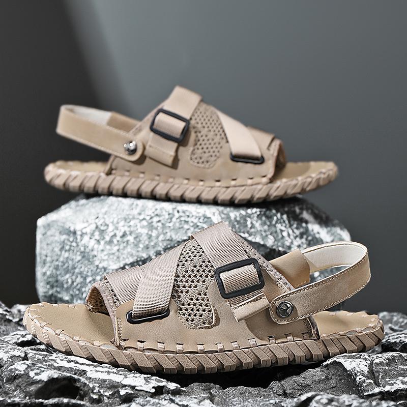 Summer Men Sandals Genuine Leather Mens Casual Shoes Outdoor Men Leather Sandals for Men Beach Shoes Roman Mens Shoes