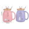 Cat Mug Coffee Mug Cup with Spoon Lid Lovely Cat Ceramic Cup with Spoon and Lid Coffee Water Milk Mug for Drinkware Gift
