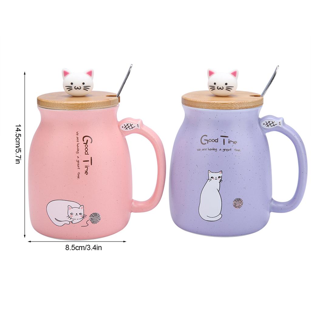 Cat Mug Coffee Mug Cup with Spoon Lid Lovely Cat Ceramic Cup with Spoon and Lid Coffee Water Milk Mug for Drinkware Gift