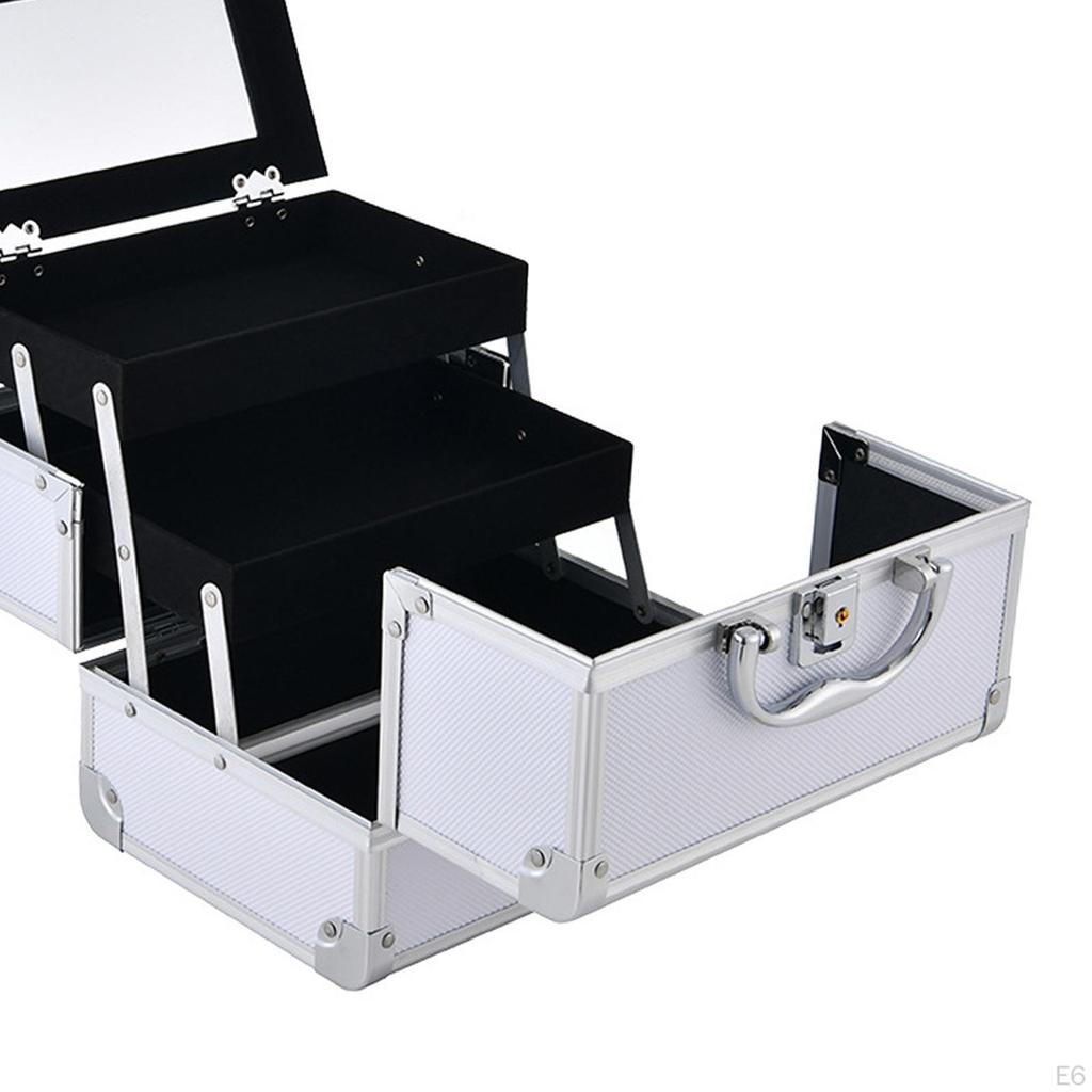 Cosmetic Storage Case with Mirror And Handle for Makeup Tools