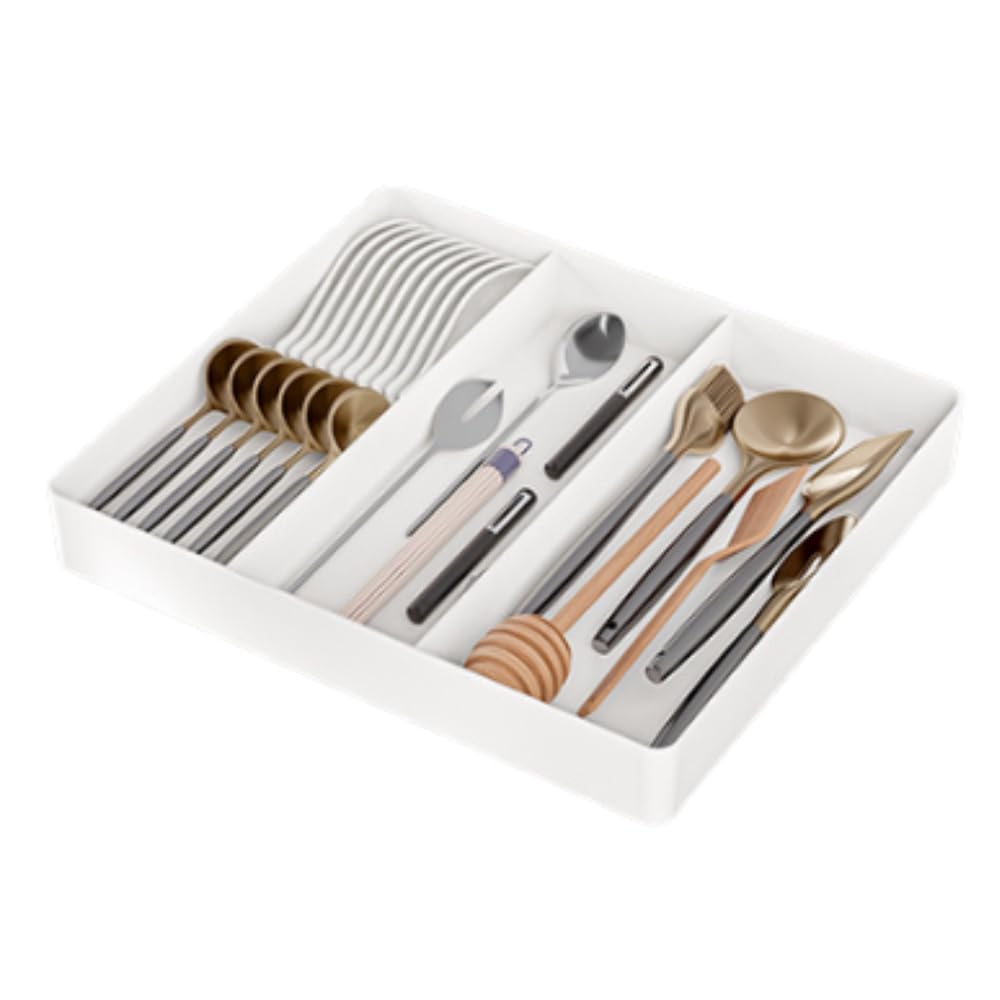 

ideastore Разделитель для столовых приборов Кухонный Органайзер для хранения Ящик-кейс, (Тип А) белый