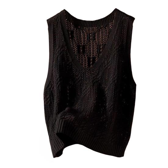 Knitted Tank Top for Women V Neck Sleeveless Hollow Out Crochet Camisole Top Summer Loose Casual Sweater Vest