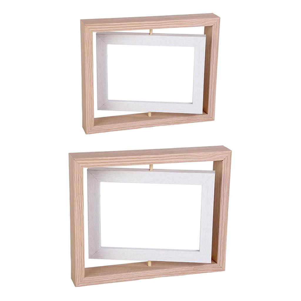 Rotating Picture Frame Wooden Float Picture Frame Transparent for Home Decor Double Sided Photo Frame for Table Weddings
