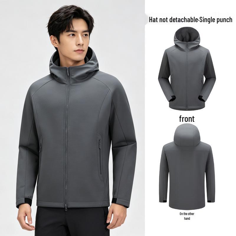 Women's & Men's Lightweight Breathable Windproof Soft Shell Hooded Jacket for Spring/Autumn Hiking & Mountaineering