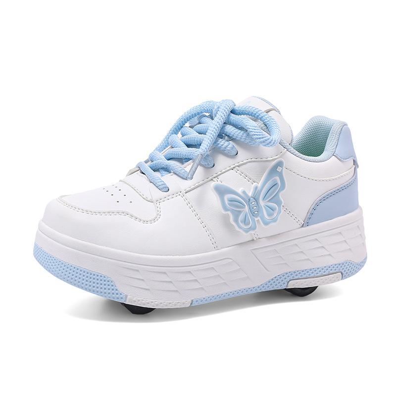 Wholesale children s removable surf shoes with four wheels, breathable mesh roller skates, girls removable skates 29