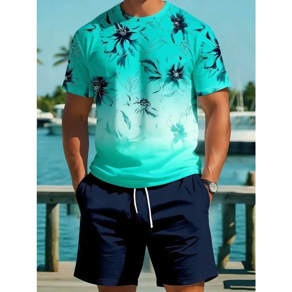 Summer Men s Flower Print Sportssuit Is Fashionable, Trendy, Casual, Versatile, and Breathable S
