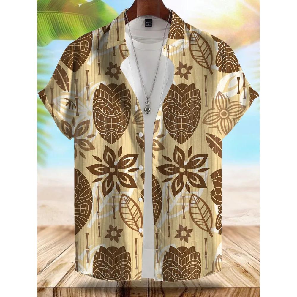 Seaside Hawaiian Style Men's Shirt Summer Vacation Casual Men's Short-sleeved Shirt Outdoor Beach Loose Comfortable Men's Shirt