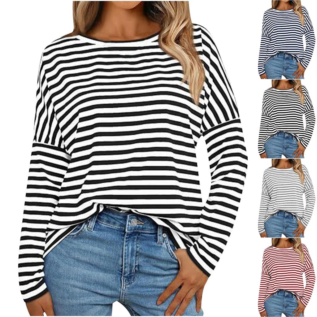 Tops For Women Striped Shirt Casual Long Sleeve Shirts Fashion Top