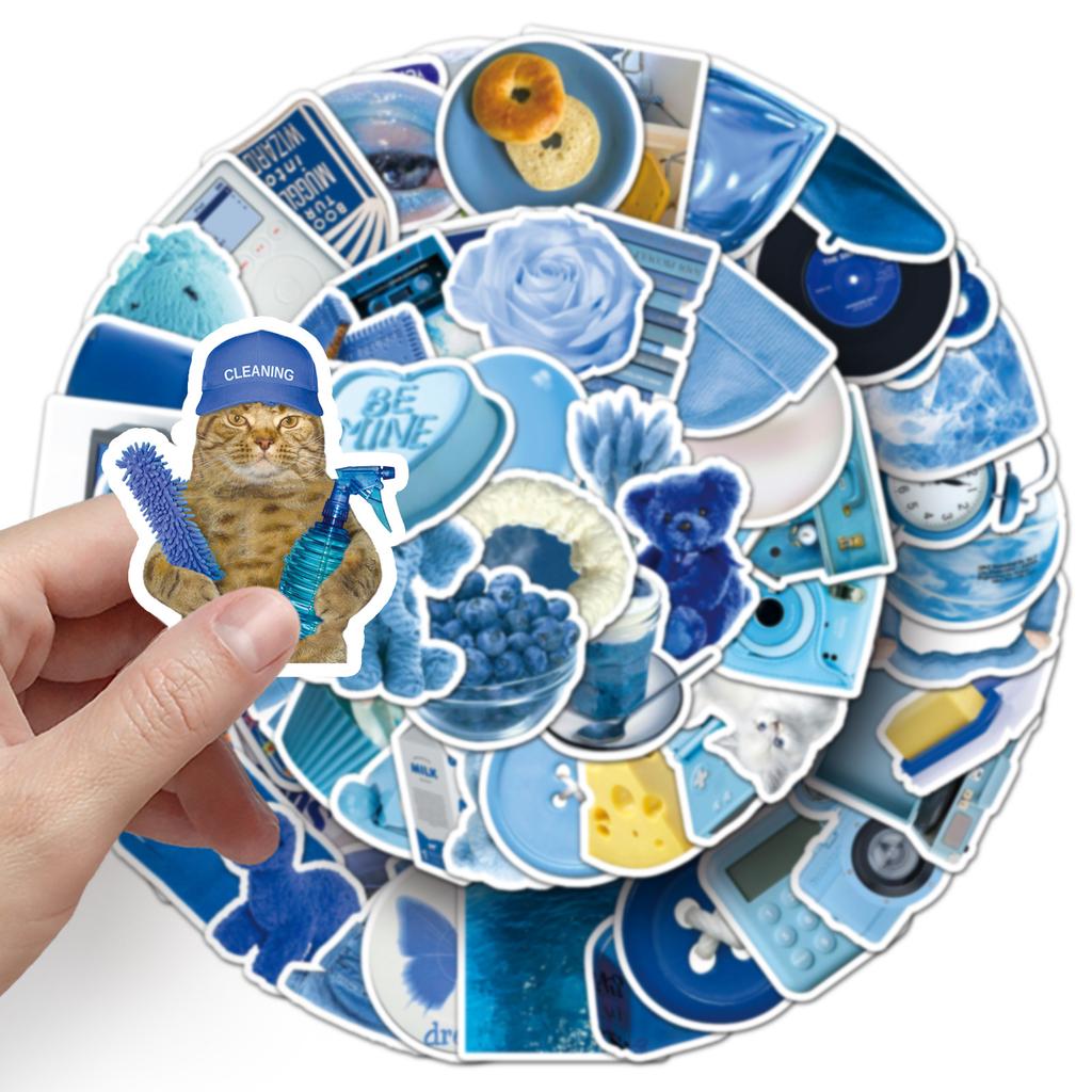 100 Blue Ins Style Graffiti Personalized Small Freshman Account Guka DIY Mobile Phone Case Suitcase Stickers Waterproof