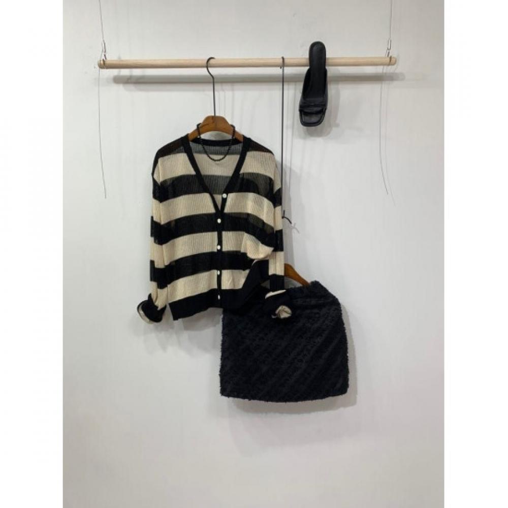 C S In The Room Abbe Stripe Long Sleeve Knit Cardigan 4 ColorS