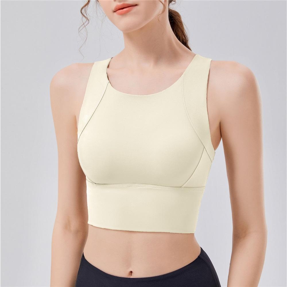 

Летнее спортивное нижнее белье высокой интенсивности для тенниса и йоги, амортизирующее, цельное с фиксированной грудной чашкой, для фитнеса и бега, бестселлер S бежевый