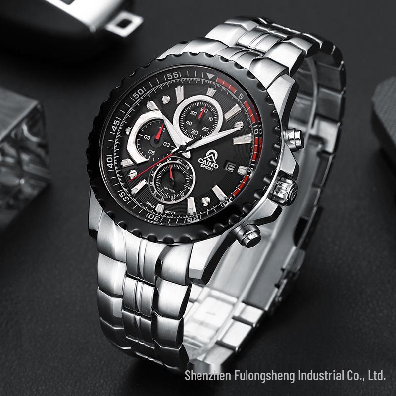 

Cainous-305 Розкішний Багатофункціональний Чоловічий Кварцовий Водонепроникний Годинник з Трьома Циферблатами чорний