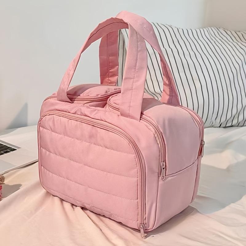 

1 шт., Женский дорожный органайзер для косметики и туалетных принадлежностей большой вместимости - Прочный нейлон с ручкой, Множество отделений, Прочная конструкция