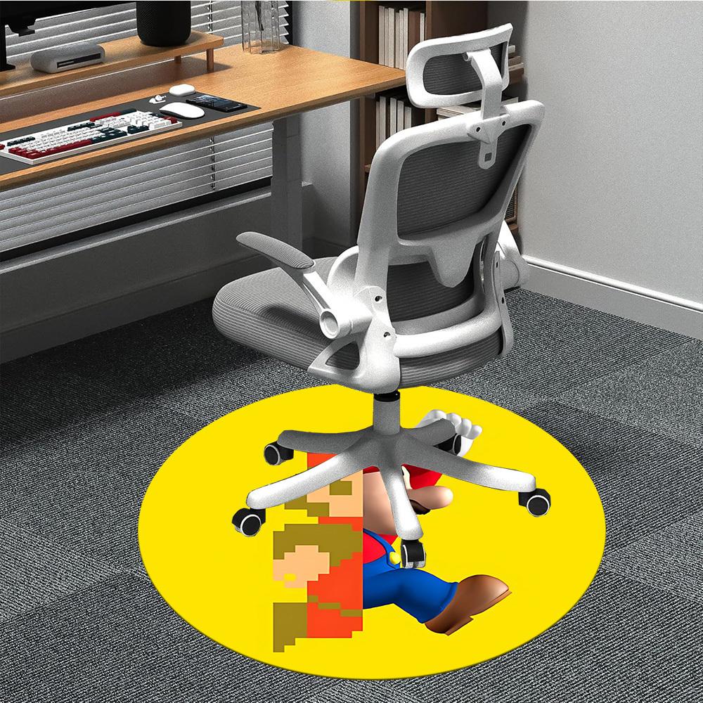 

1pc Mario Platformer Office Round Area Rug, Under Office Chairs Bedroom Living Room Home Decor, Available in Various Sizes 80cm by 80cm