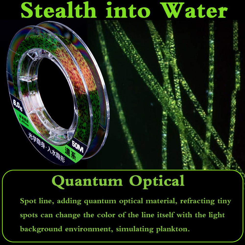 Neue Unsichtbare Karpfenangelschnur 50m Haupt-/Unter-Sprenkelschnüre Superstarke Nylon-Fließenschnur Sinkende Fluorocarbon-Ausrüstung 0.4-5#