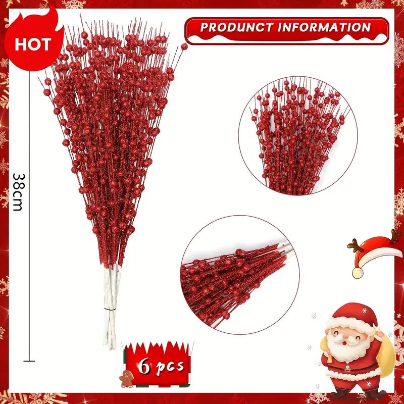 6pcs Christmas Decoration Pistachio Wedding Gift Gold Powder Berries Christmas Tree Handmade DIY Sequin Gold Powder Ball Bunch L