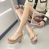 Fashion Shoes Transparent Slippers On A Wedge Slides Platform Women Heels Summer Soft High Rome Slippers Women Summer On A Wedge Transpa