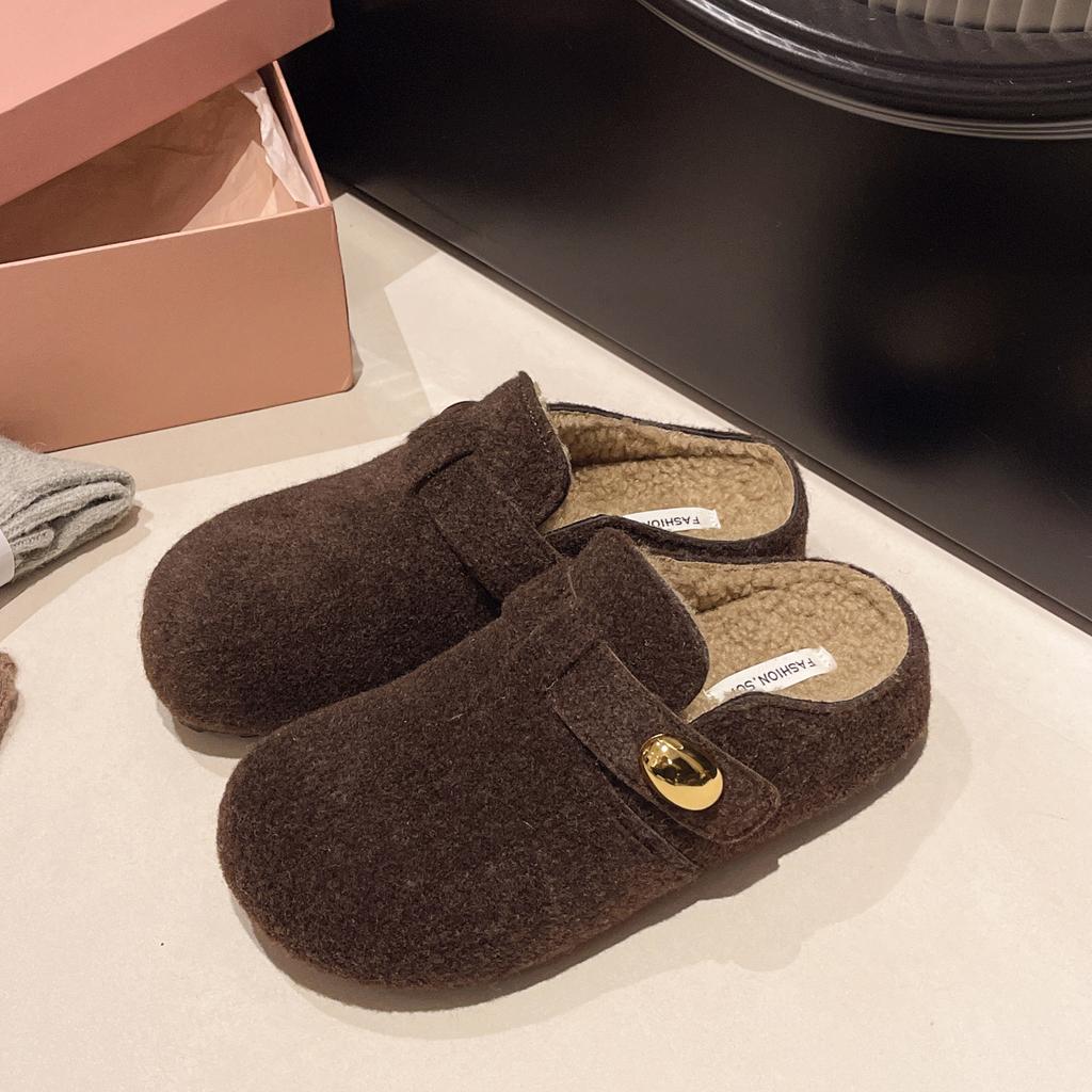Autumn and Winter New Platform Slippers Temperament Retro Style Fashion Versatile with Skirt Temperament Bag Head Slippers Boken Shoes Tide