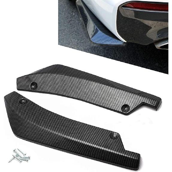 Car Rear Bumper Lip Diffuser, Universal Auto Side Fender Skirt Splitter Canard Protector, Wrap Angle Spoiler with 6 Bolts, 1 Pair (Bright Black)