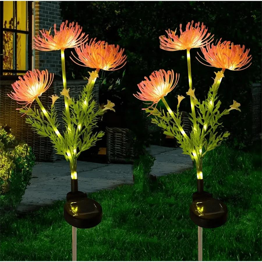 Solar Flowers Garden Lights Outdoor Waterproof Romantic Warm Light Outdoor Lights Decorative for Garden Yard Backyard Decor