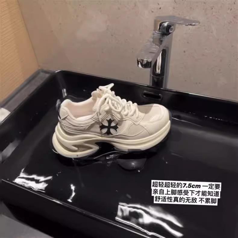 Thick-soled dad shoes women's spring 2025 new small height increase lightweight mesh breathable sports and leisure women's shoes