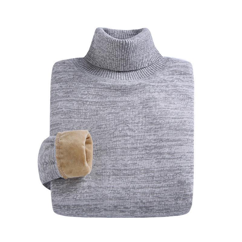 Men 'S Casual Knitted Bottoming Shirt Turtleneck Plus Velvet Korean Warm Cotton Pretty Boy Sweater