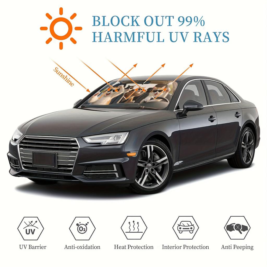 1 Pieza Patrón Bichón Frisé Parasol para Parabrisas Bloqueador de Rayos UV y Calor Mantiene el Vehículo Fresco Diseño Único Se Adapta a Sedanes, SUVs, Camiones, Autocaravanas