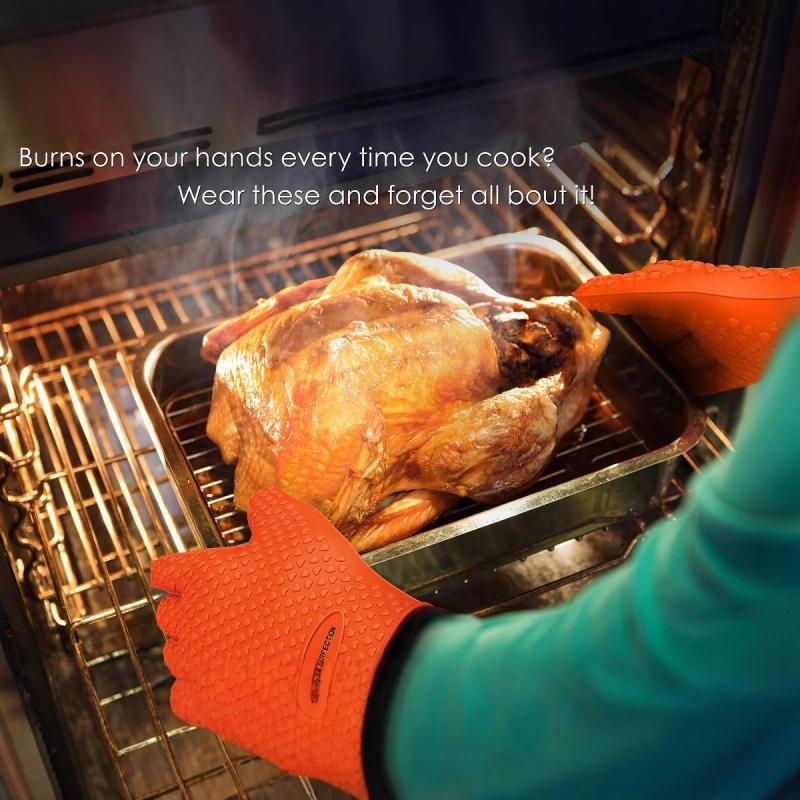 Anti-scald Oven Gloves Thickened Silicone Insulation Non-slip High Temperature Resistant Kitchen Oven Baking Gloves
