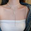 French bow pearl fringed double necklace accessories high sense fashion temperament collarbone chain versatile necklace accessories women