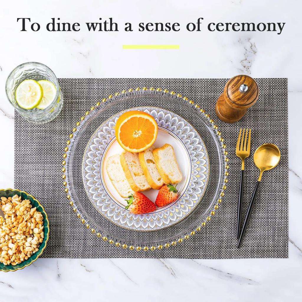 Woven PVC Placemats Heat Resistant Non-Slip Place mats for Dining Table Washable Durable Vinyl Table Mats