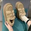 Platform snow boots women's winter velvet Maillard wool cotton shoes new one-pedal retro