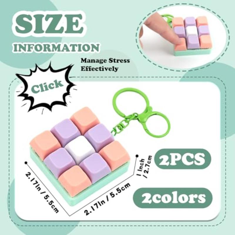 Keyboard Fidget, Mechanical Button Keyboard Clicker Keychain, Macaron Color Stress Relief Gifts For Relieve Stress And Pass Time