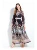 Original Design SS '25 Chiffon Blouse & Waist-Gathering Ruffle Long Dress Set with Collar Print, Long Sleeves.