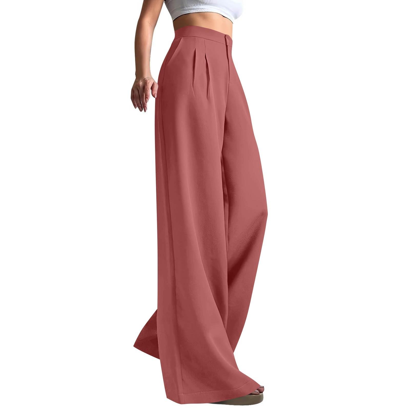 

Рабочие брюки женские деловые повседневные с высокой посадкой и широкими штанинами, нарядные рабочие наряды XL арбуз красный