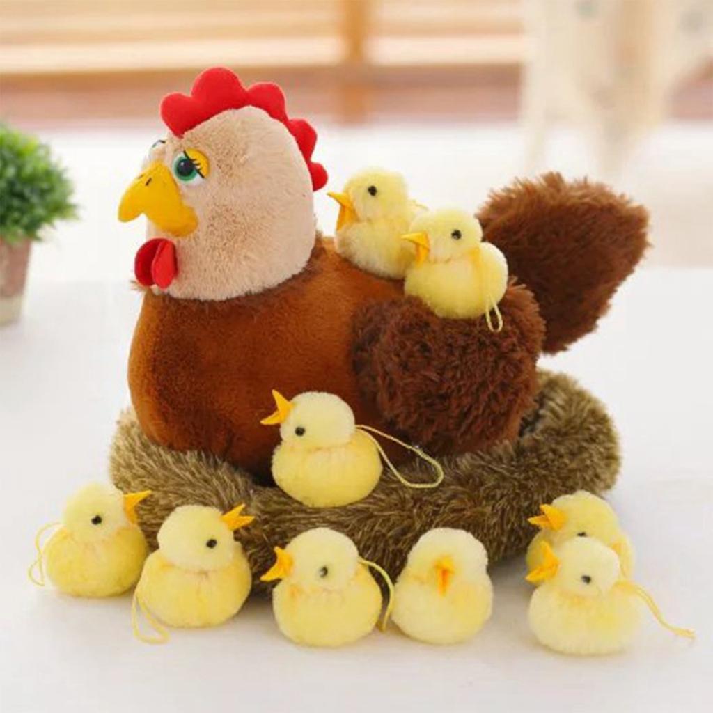 Ostern Henne Spielzeug Huhn Stofftier Set Plüsch Bauernhof Henne Hühnerstall und Küken Set Dekoration