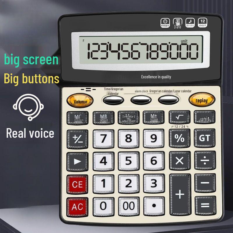 Large Transparent Key Calculator with Real Voice for Office and Student Use