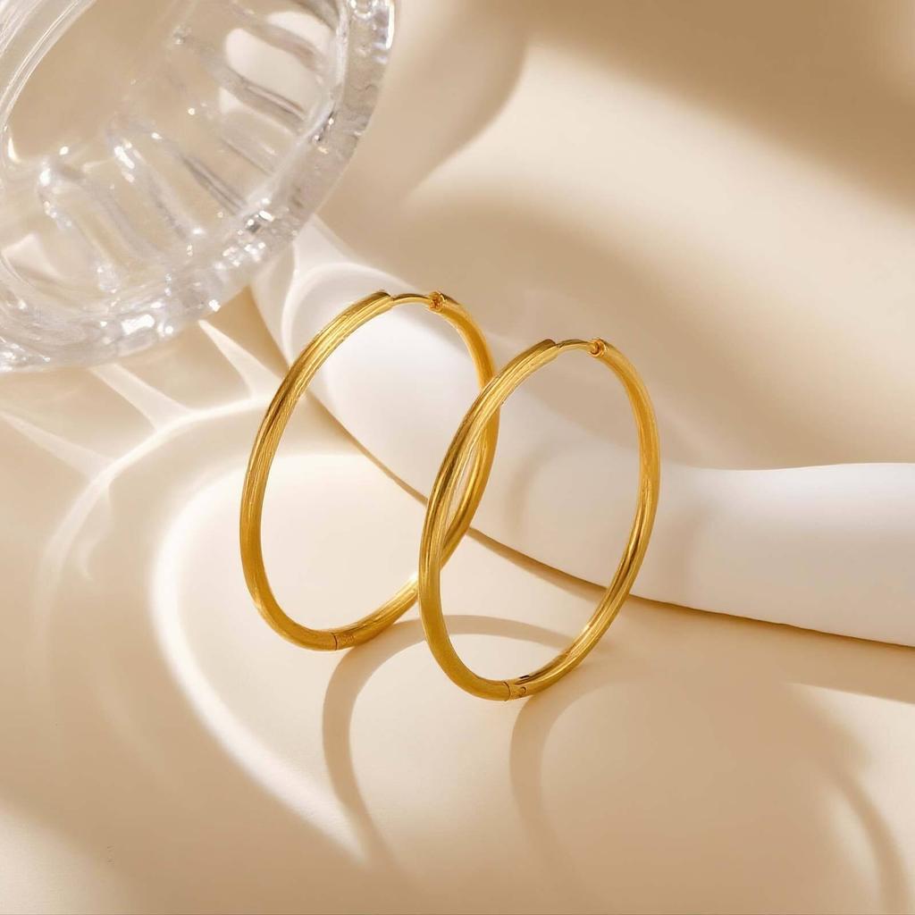 Vnox 1.6mm/2mm/2.5mm Thick Gold Plated Round Huggies Hoop Earrings, Trendy Cartilage Jewelry, Minimalist Ear Needle Accessories