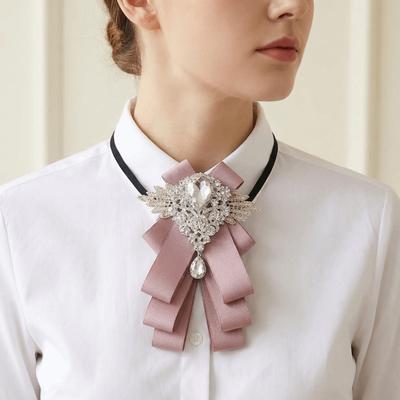 British Style Gentleman's Bow Tie Solid Color Men's Suit Accessory Rhinestone Collar Flower  Man