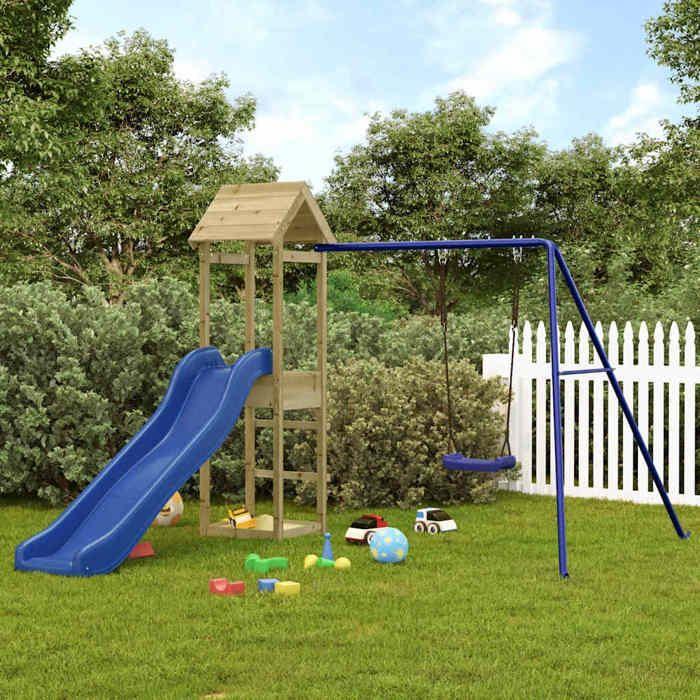 VidaXL Aire de jeux d'extérieur bois de pin imprégné, ensemble de jeu, ensemble de jeu en bois, ensemble de terrain de jeu 3155857