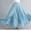 Literary Elastic Waist A-line Expansion Skirt Solid Color Ethnic Style Women Long Skirts