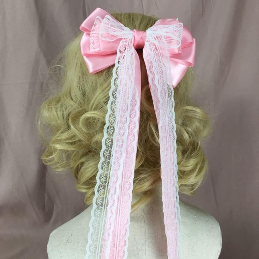 White Girls Hair Ornament Lace Bow Cosplay Headdress Cute Lolita Hair Clip  Hair Accessories