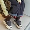 Leder Muffins Schuhe Damen Plateau Samt Herbst und Winter Retro Schnürung atmungsaktiv lässig höhenverstellbare Sohle Baumwollschuhe Trend