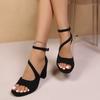 Ladies Shoes 2026 High Quality Open Toe Women's Sandals Fashion Zip Office and Career Summer Plus Size Solid Heeled Sandals