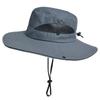 Sombrero Safari Ancho para el Sol UV para Exteriores con Mentonera Libre Oscuro [FREESE], Ala, Sombrero, Malla Transpirable y de Secado Rápido, Protección, Ultraligero, Plegable,