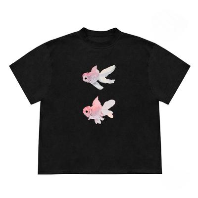 Goldfish Graphic Unisex  Autumn T-Shirt Harajuku Vintage Short Sleeve Loose Oversized Casual Fitness Comfortable Y2k Kpop Top