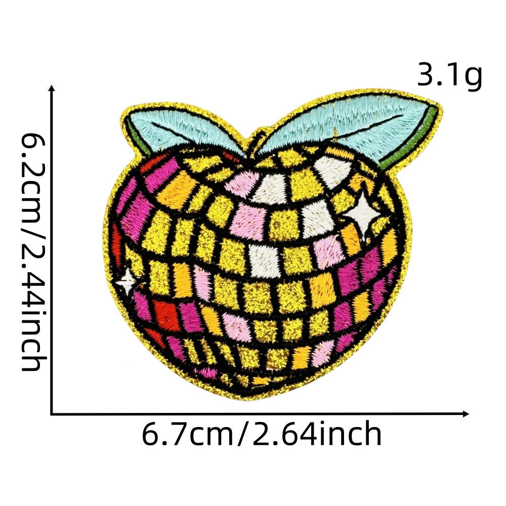 Shiny Gold Edged Embroidered Plaid Fruit Patch for Clothing Decoration