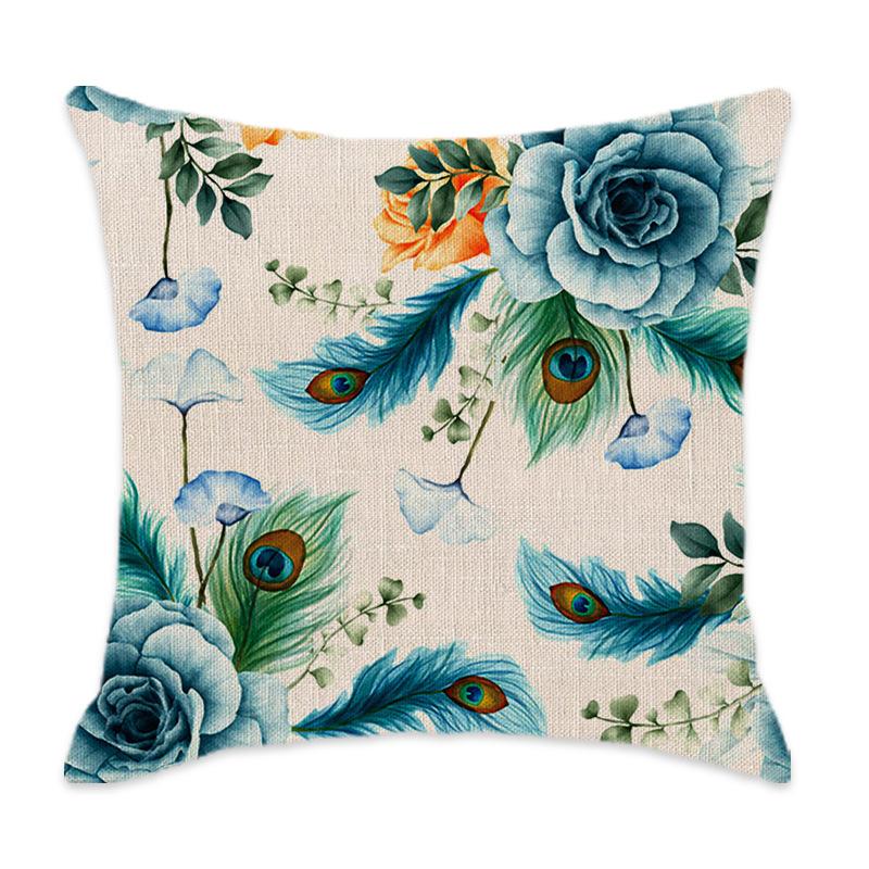 New Ins Style Floral Print Pillow Pillow Case Sofa Bedroom Lumbar Pillow American Flower Cushion