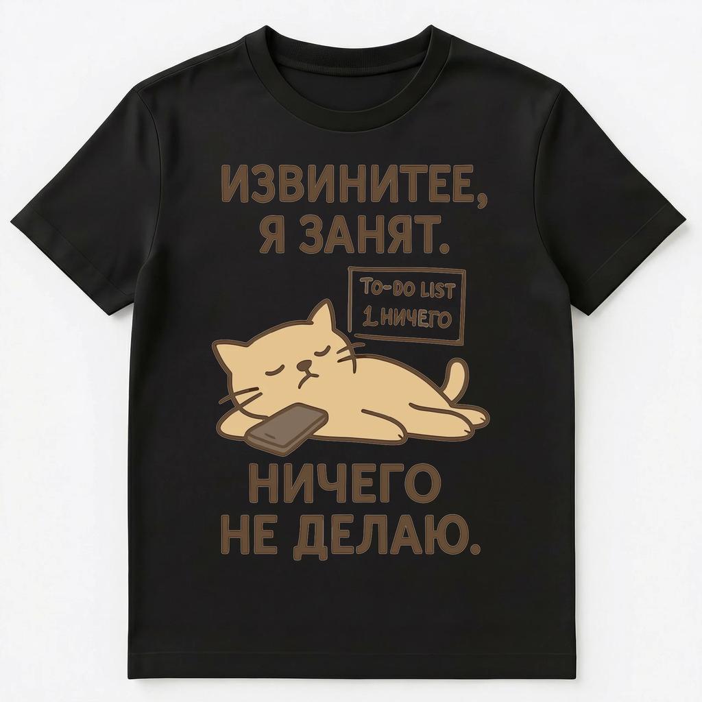Funny Russian Cat Busy Doing Nothing Humor Unisex T-Shirt